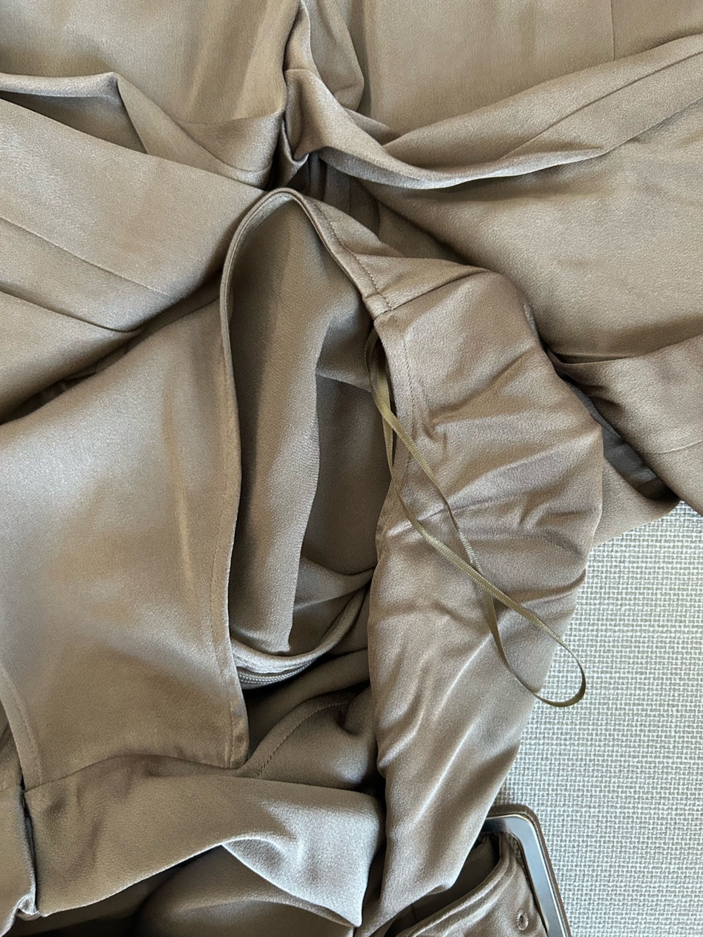 REISS Erica Satin Jumpsuit Khaki Green Cowl-Neck Wide-Leg Quiet Lux Classic - Picture 8 of 14